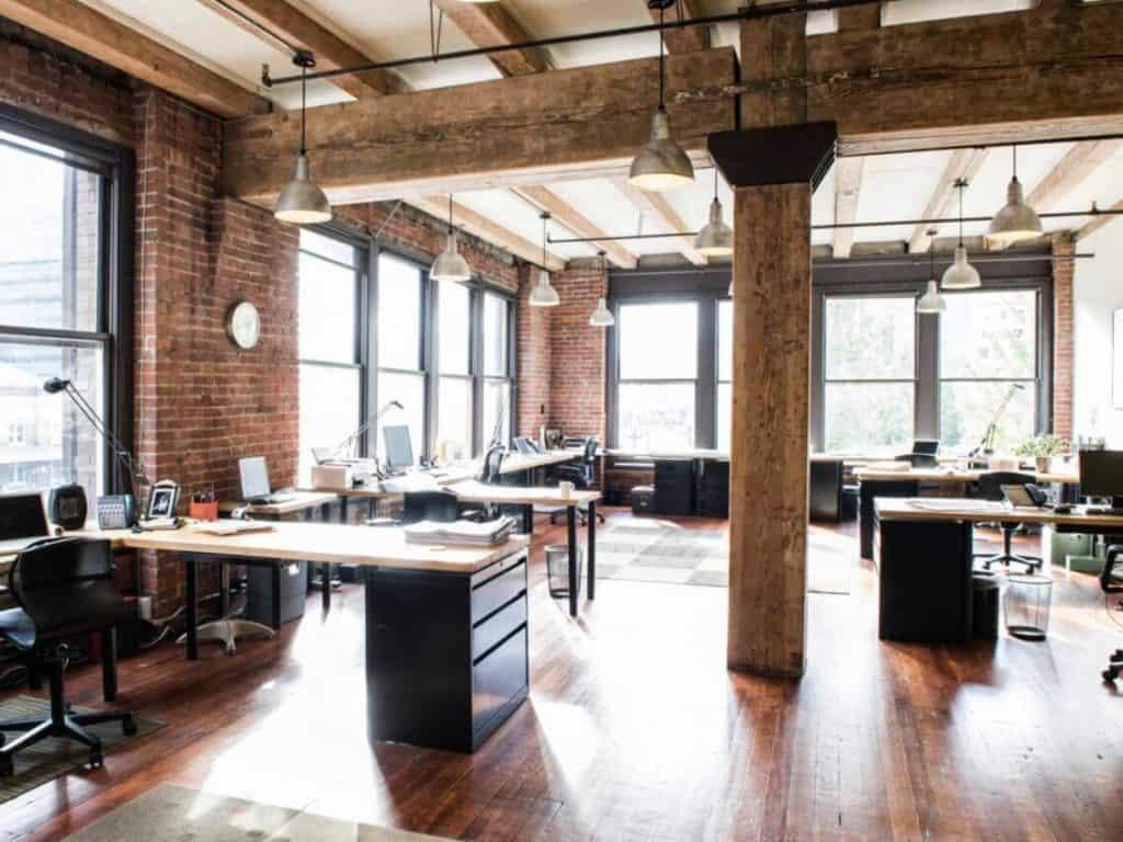 A modern brick office that is shown for Virtual Leasing